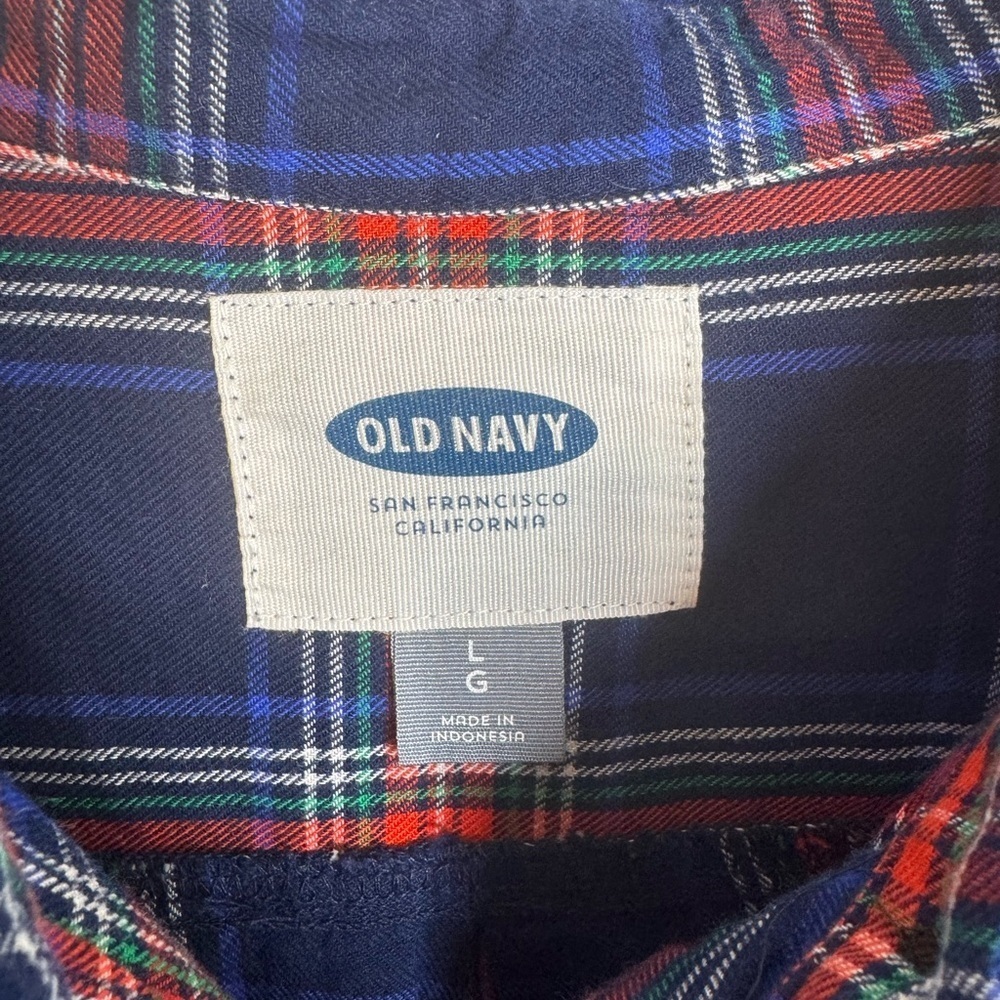 Old Navy Women's Casual Plaid Shirt - Blue and Red | Size Large - Picture 2 of 5
